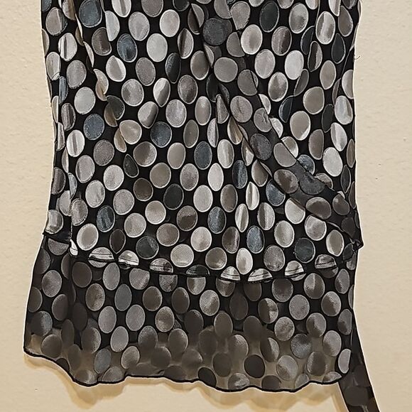 BCBGMaxAzria Sheer Silk Blend Polka Dot Blouse - M - Picture 3 of 9